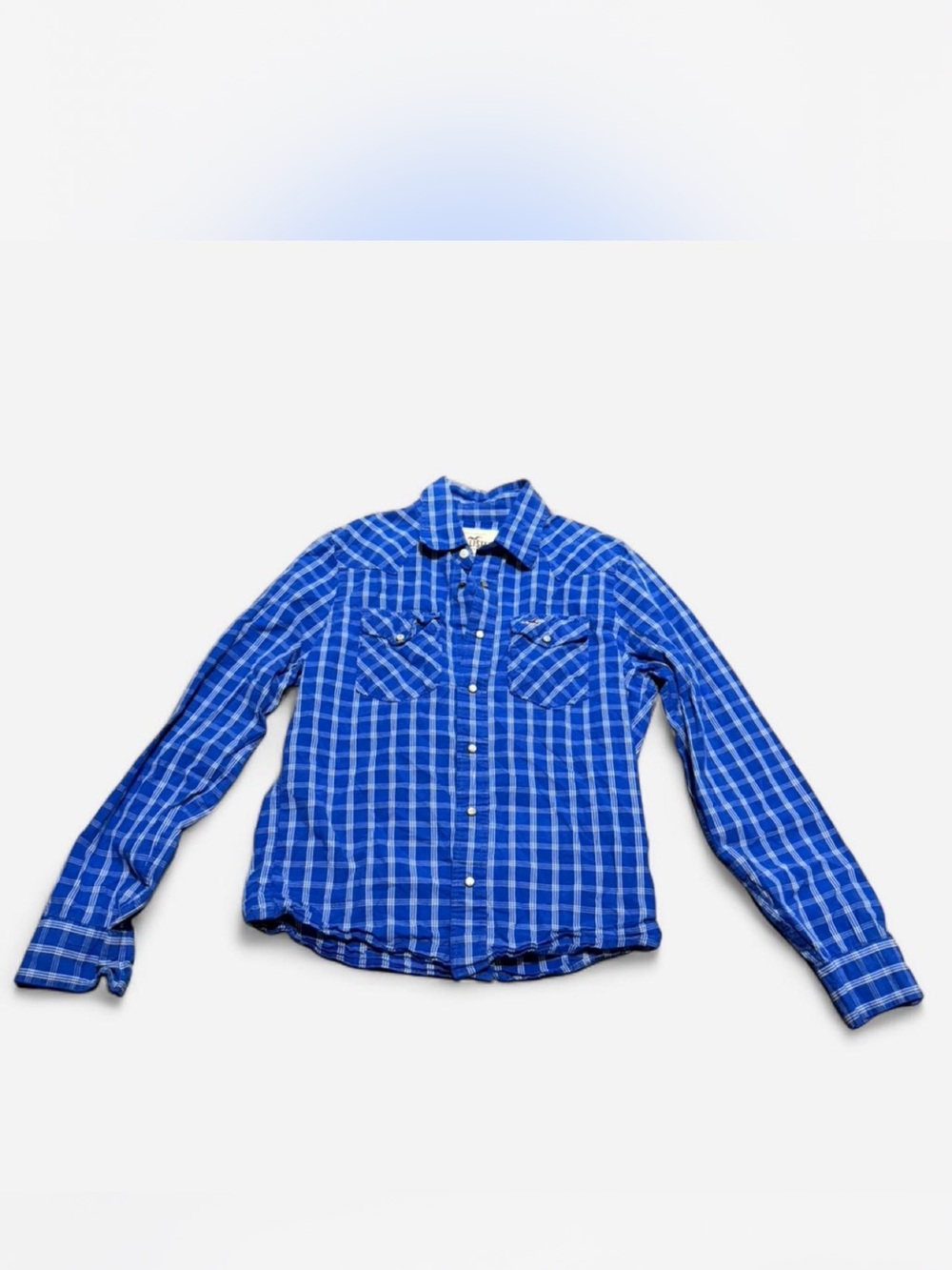 Hollister Mens Size Small Blue Plaid Button-Up Shirt Pre Owned vintage and trend